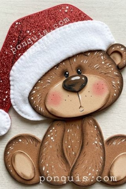 Moldes para hacer aplique de Oso Navideño Descarga Gratis en PDF