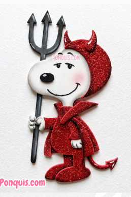 Moldes para gacer lindo Snoopy con disfraz de diablito descarga Gratis en PDF