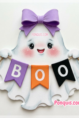 Descarga Moldes Gratis para hacer fantasmitas de halloween boo
