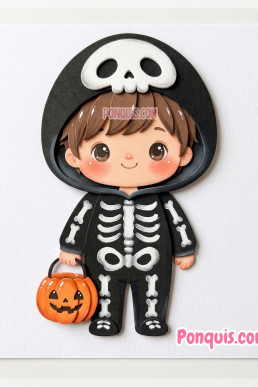 Moldes para hacer manualidades de Halloweren Niño con calabaza