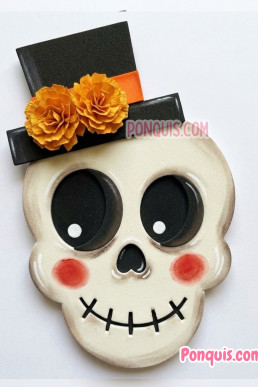 Moldes para hacer decoracion de Halloween Craneo con flores