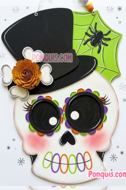 Moldes para hacer aplique decorativo de alloween Craneo con araña