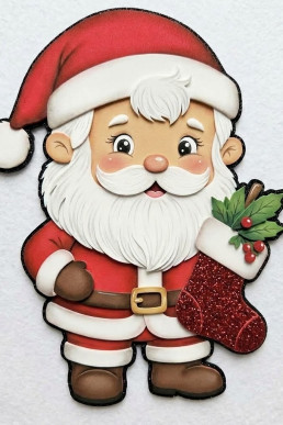Moldes para hacer adornos de navidad Santa Claus con bota