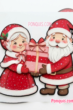 Moldes para hacer manualidades de Navidad Mamá y Papá Noel