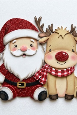 Descarga Moldes Gratis para hacer adorno de santa Claus con Reno en PDF