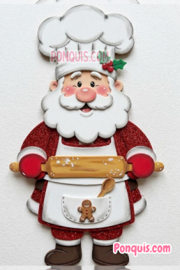Moldes para hacer adornos de navidad Papá Noel Chef descarga Gratis