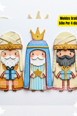 Moldes para hacer adornos de navidad Tres Reyes Magos