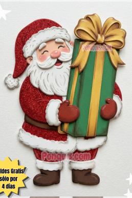 Moldes para hacer adornos de Papá Noel Grande con regalo