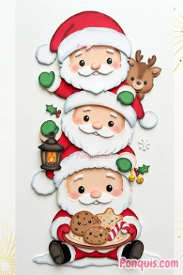 Moldes para hacer manualidades decorativas de Navodad Totem de Santa claus con galletas