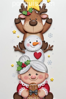 Moldes para hacer adornos de navidad Totem de Mamá Noel