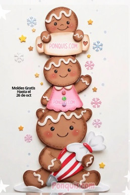 Moldes para hacer manualidades de Navidad Totem de Galletas de Jengibre Descarga Gratis en PDF