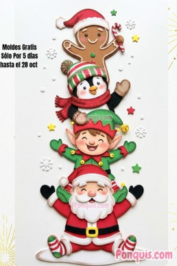 Moldes para hacer Totem de Santa Claus con Duende y de demas personajes de NavidaD