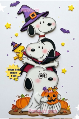 Moldes para hacer totem de Halloween Snoopys