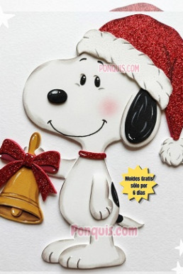 Moldes para hacer manualidades de Navidad Snoopy con Campana