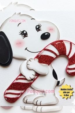Moldes para hacer manualidades de navidad Snoopy con Baston